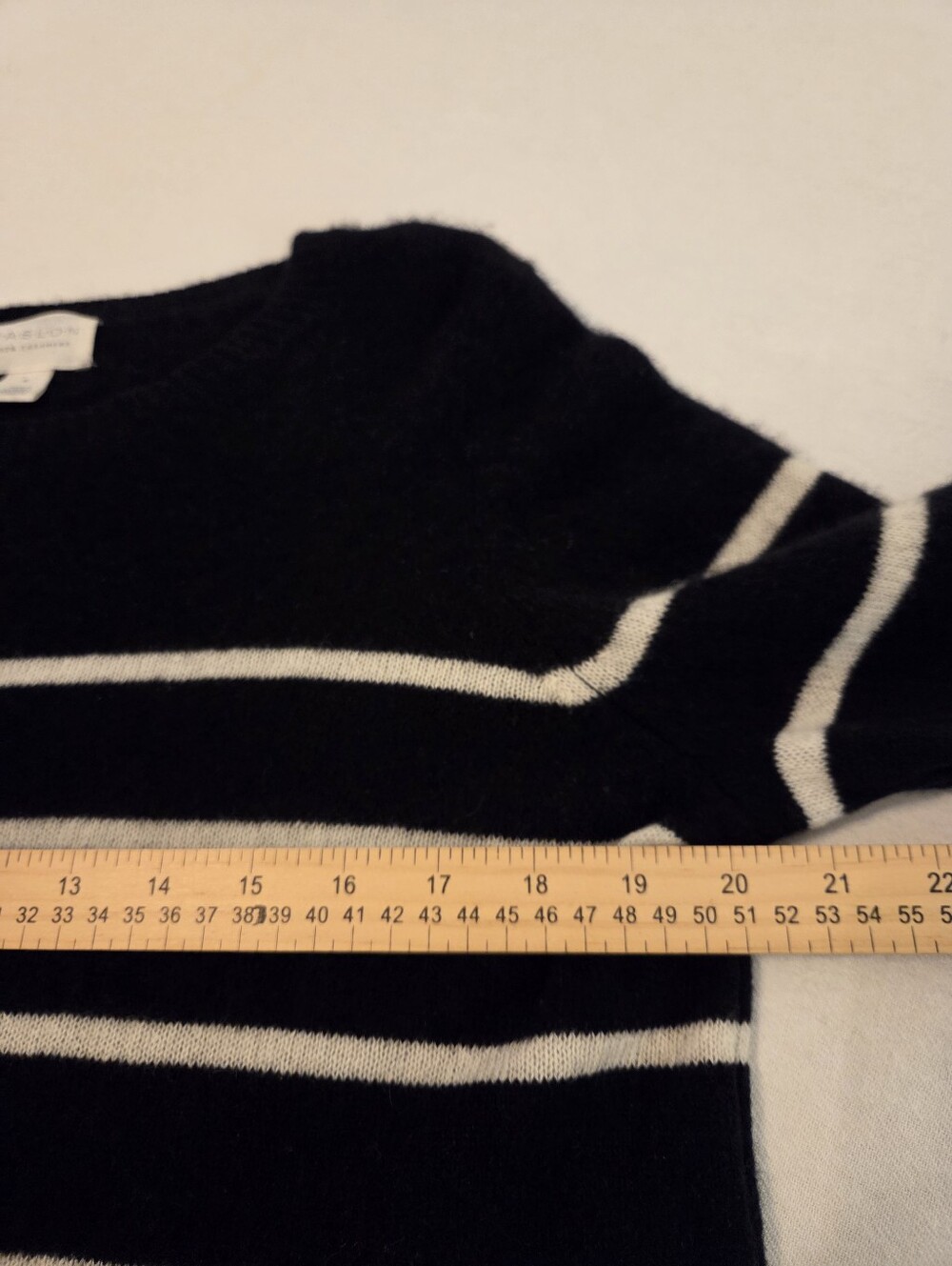 CASLON Black White Striped 100% Cashmere Crewneck Sweater Women's Size XL - Picture 10 of 13